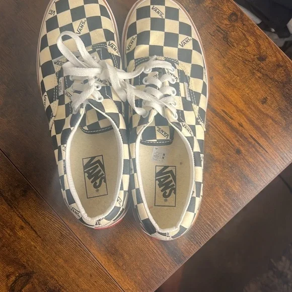 Vans Era Stacked Low Top White Canvas Checkerboard Thick Sol Men 9.5 NWOT